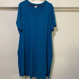 Terra & Sky short sleeve, aqua blue, most comfy dress ever, POCKETS, size 2X